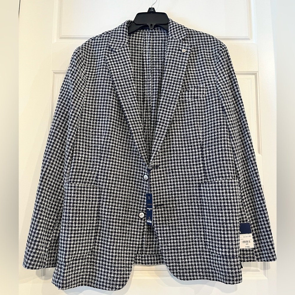 Stafford Black and White Checkered Blazer